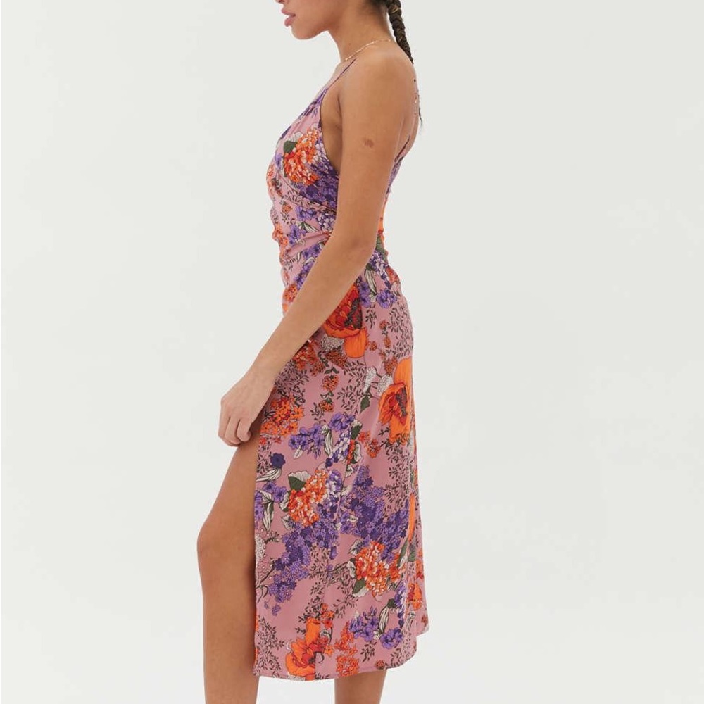Urban Outfitters Lily Satin Wrap Midi Dress in size S